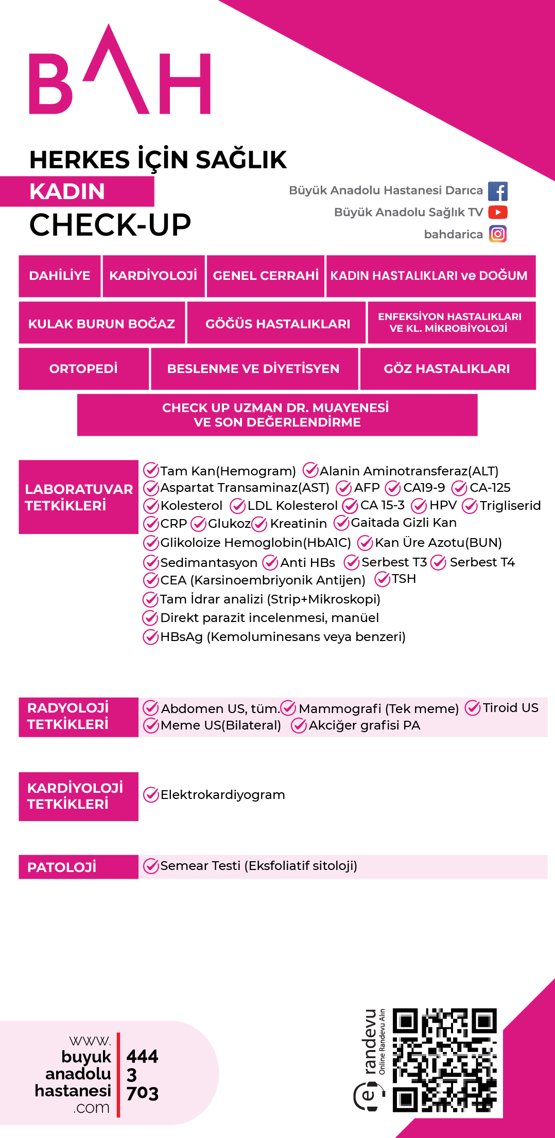 HERKES İÇİN SAĞLIK CHECK-UP KADIN